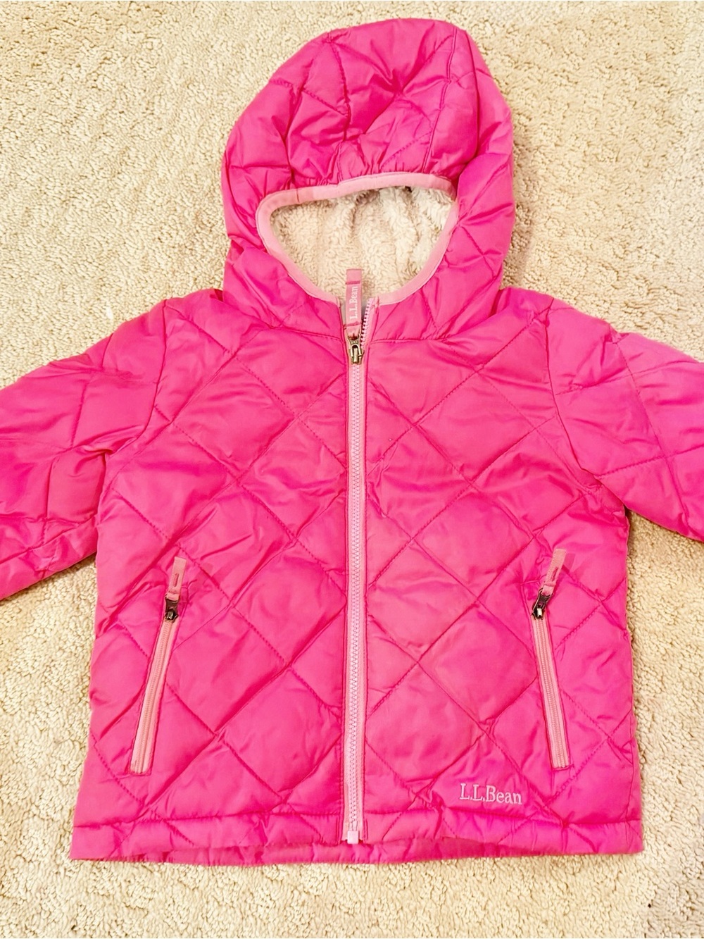 L.L.Bean Toddler Hot Pink Quilted Hooded Jacket